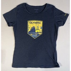 Columbia Womens Olympic National Park Graphic T-Shirt Navy Blue S/P Outoors Hike